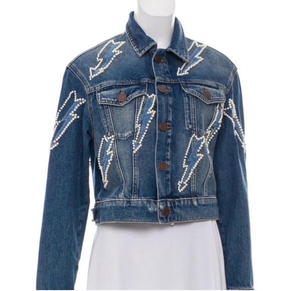 Sandro Pearl embellished Denim Jacket - Picture 2 of 9